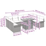 vidaXL Ensemble de repas de jardin 10 pièces avec coussins Beige Rotin Acacia