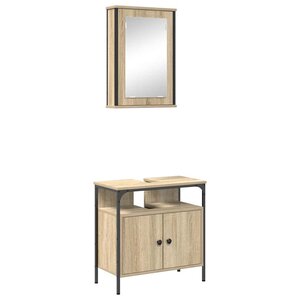 vidaXL Ensemble de mobilier de salle de bain avec étagère 2 Pièces Marron