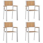 vidaXL Chaise de jardin 4 Pièces Marron Bois de teck massif