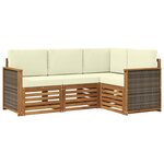 vidaXL Ensembles de canapés avec coussin 4 Pièces Bois d'Acacia Massif