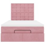 vidaXL Cadre de lit ottoman avec matelas rose 120x190 cm velours