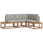 vidaXL 4 pc Ensemble de canapés d'extérieur Gris Naturel et Clair