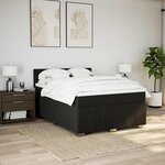 vidaXL Sommier à lattes de lit avec matelas Noir 140x200 cm Tissu