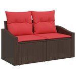 vidaXL Ensemble de Canapés avec coussin 8 Pièces Marron polyrotin