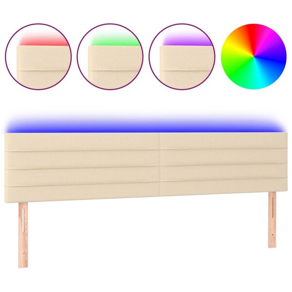 vidaXL Tête de lit à LED Crème 160x5x78/88 cm Tissu