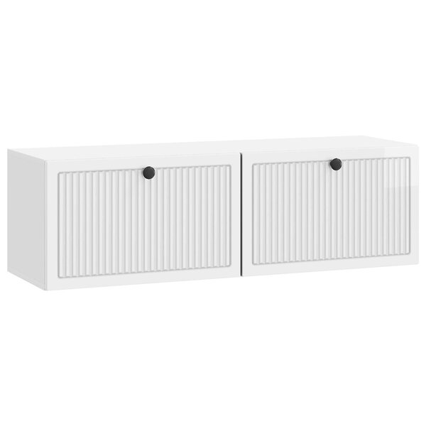 vidaXL Meuble TV mural Montage mural Blanc brillant 98 x 31 x 30 cm