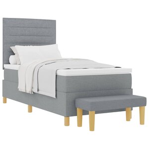 vidaXL Lit à ressorts avec tête de lit Gris clair 200 x 100 cm tissu