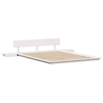 vidaXL Cadre de lit au sol avec tables de nuit blanc 140x200cm en bois massif