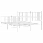 vidaXL Cadre de lit métal sans matelas et pied de lit blanc 140x190 cm