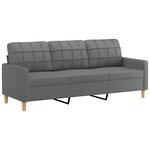 vidaXL Canapé à 3 places avec repose-pieds Gris foncé 180 cm Tissu