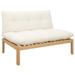 vidaXL Unité de canapé du milieu Acacia Clair et Blanc Crème