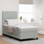 Lit box spring vidaXL avec matelas et lumière LED gris clair 100x200 cm en velours