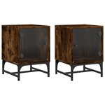 vidaXL Tables de chevet et portes vitrées 2 Pièces chêne fumé 35x37x50 cm