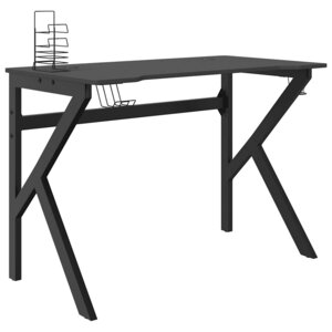 vidaXL Bureau de jeu avec pieds en forme de K Noir 110x60x75 cm