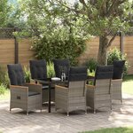 vidaXL Ensemble de salle à manger pour jardin 7 Pièces Gris Poly rotin