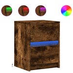 vidaXL Armoires de chevet et lumières LED 2 Pièces chêne fumé