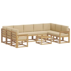 vidaXL Ensemble de canapés d'extérieur 10 pc Blanc et Beige Polyester