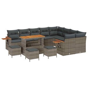 vidaXL Ensemble de canapé de jardin 13 Pièces Gris polyrotin