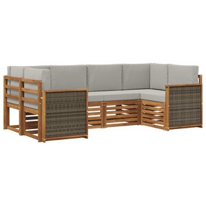 vidaXL Ensemble de canapés d'extérieur 5 pc Naturel et gris clair