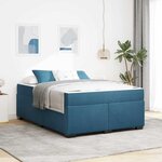 vidaXL Cadre de lit avec matelas Bleu foncé 140 x 200 cm Velours