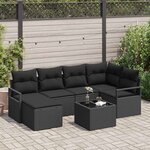 vidaXL Ensemble de canapé de jardin avec coussin 7 Pièces Noir
