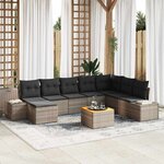vidaXL Ensemble de canapé de jardin 9 Pièces Gris
