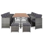 vidaXL Ensemble à manger d'extérieur 15 Pièces coussins rotin Anthracite