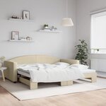 vidaXL Lit de jour avec lit gigogne crème 100x200 cm tissu