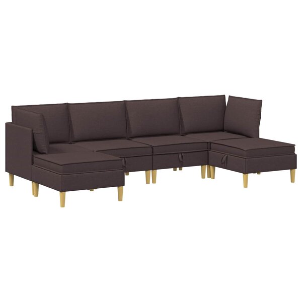 vidaXL Canapé modulaire avec rangement 6 Pièces Marron foncé Tissu