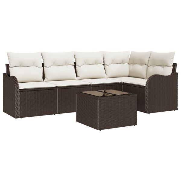 Ensemble de canapé de jardin 5 pièces avec coussins gris en rattan synthétique