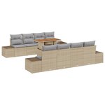 vidaXL Ensemble canapé jardin 7 pièces avec coussins beige en rotin poly