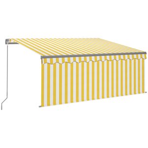 vidaXL Auvent rétractable manuel avec store 3 5x2 5 m Jaune et blanc