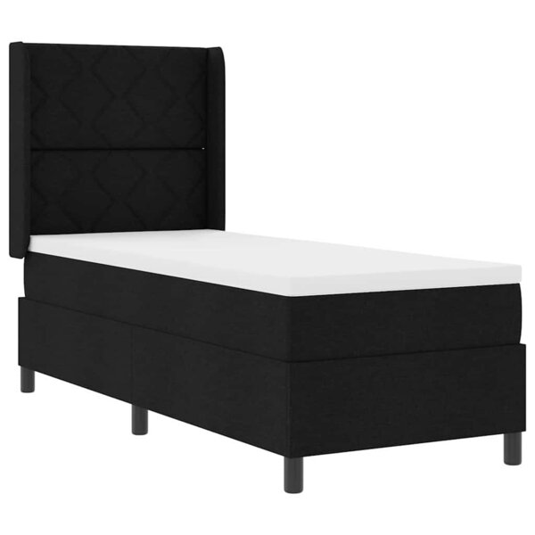 vidaXL Lit à ressorts avec matelas et LED noir - 80 x 200 cm  en tissu.