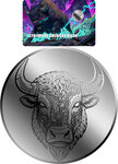 Monnaie AMERICAN BISON Cyberpunk 1/1000 Oz Platine 12$ Liberia 2026 (PRÉCOMMANDE)
