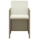 vidaXL Ensemble à manger de jardin et coussins 3 Pièces Poly rotin Beige