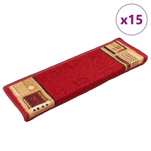 vidaXL Tapis d'escalier autocollants 15 Pièces 65x21x4 cm Rouge