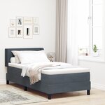 Lit Box Spring vidaXL avec Matelas Gris Foncé 90x200 cm Velours