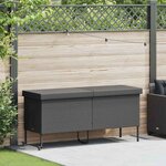 vidaXL Boîte de rangement de jardin et roues noir résine tressée