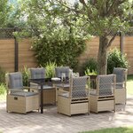 vidaXL Ensemble de salle à manger de jardin 7 pièces Beige Rattan Poly