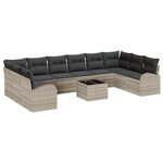 vidaXL Ensemble de canapé de jardin 11 Pièces Gris clair Poly rotin