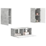 vidaXL Ensemble meuble TV 2 Pièces Gris béton Bois d'ingénierie
