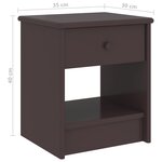 vidaXL Table de chevet Marron foncé 35x30x40 cm Bois de pin massif