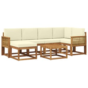 vidaXL Ensemble de canapés d'extérieur 7 pc Naturel et Crème