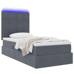 vidaXL Lit de rangement LED avec matelas Gris foncé 90 x 200 cm