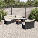 vidaXL Salon de jardin 10 Pièces avec coussins noir résine tressée