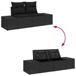 Ensemble de Canapé de Jardin 13 Pièces avec Coussins Noir Rattan Acacia