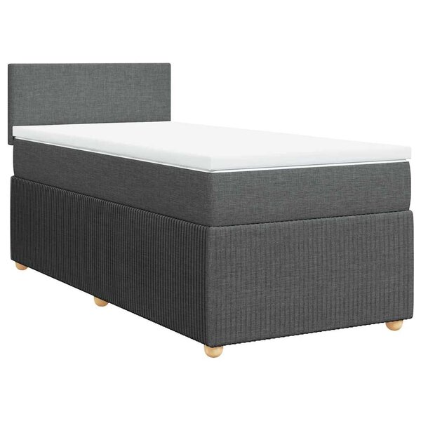 vidaXL Sommier à lattes de lit avec matelas Gris foncé 90x200 cm Tissu