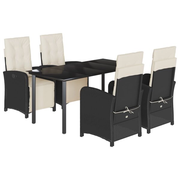 vidaXL Ensemble à manger de jardin coussins 5Pièces Noir Résine tressée