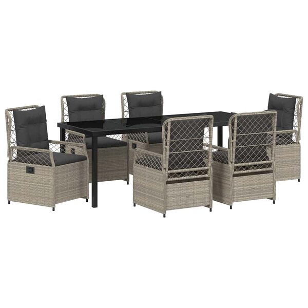 vidaXL Ensemble de salle à manger pour jardin 7 pc Gris clair