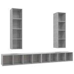 vidaXL Meubles TV muraux 4 Pièces Gris béton Bois d'ingénierie